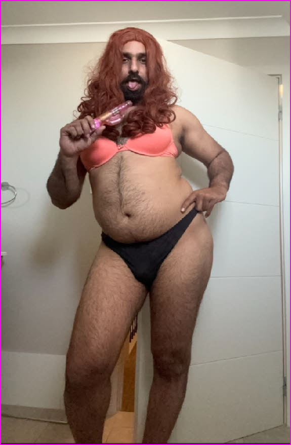 Degraded sissy loser Sammy wearing his cousin's bra and panties