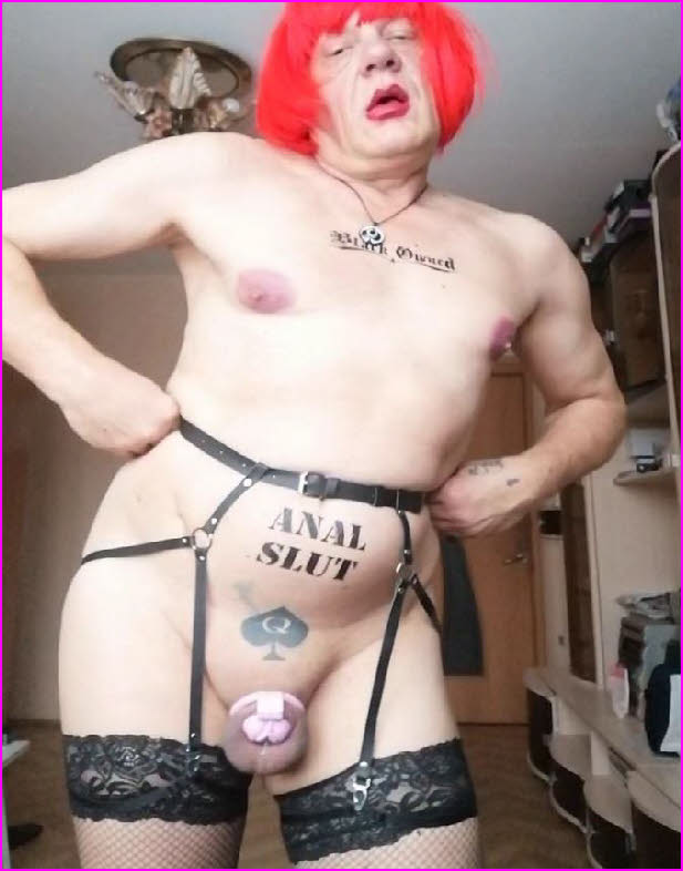 Pathetic sissy loser Oksana exposes his tiny caged clitty