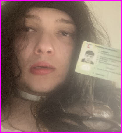 Dumb sissy Olivia exposed with his real male driving license