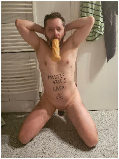 Naked faggot Dimitrios sucks a huge dildo ten times thicker than his tiny cock