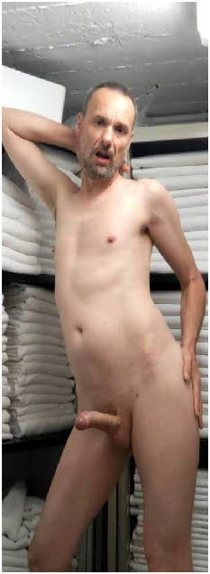 Bisexual faggot Sébastien Colombin shows off his throbbing dick