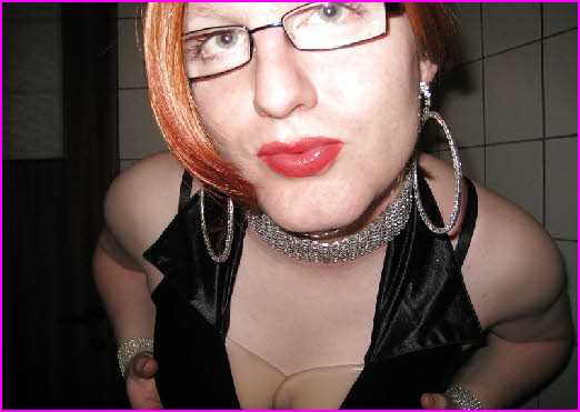 Sissy Candislut wearing his dangly earrings and diamond choker