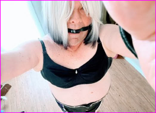 Gagged sissy Jessica Jean is unable to plead for mercy