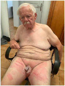 Naked loser male Brian looking sad about how small and weak his cock is