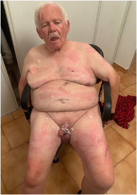 Totally degraded loser Brian naked and covered in wax