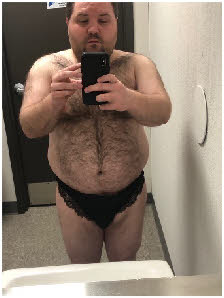 Masculine failure Mark naked except for black women's knickers