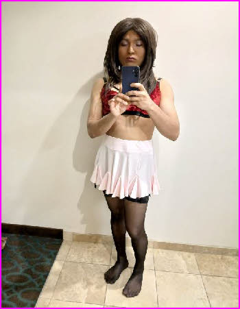 Could this dumb sissy faggot be dressed in a more shamefully girlie outfit?