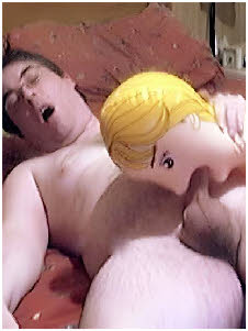 Badly hung loser Peter from Oldham gets a blowjob from his rubber doll
