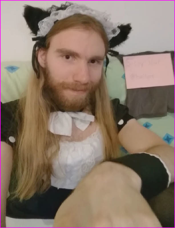 Hairy bearded loser Jan exposed as sissy maid Emily