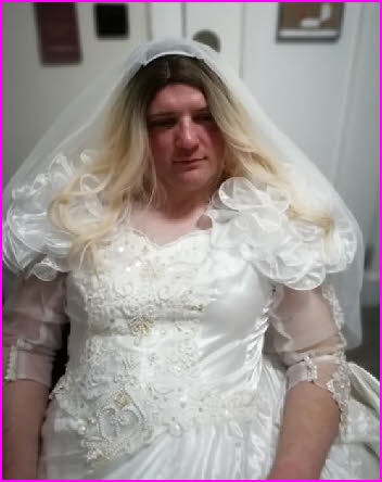Irish sissy Georgina failing as a man in a bridal gown