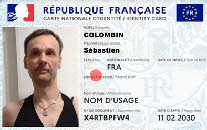 Male slut exposure ID card for Sébastien Colombin