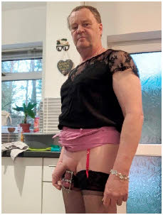 Failed male Jeffrey Mitchell from Beddau looking like a twat in girlie clothes