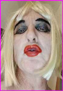 Sissy Danni exposed wearing stupid blonde wig and red lipstick